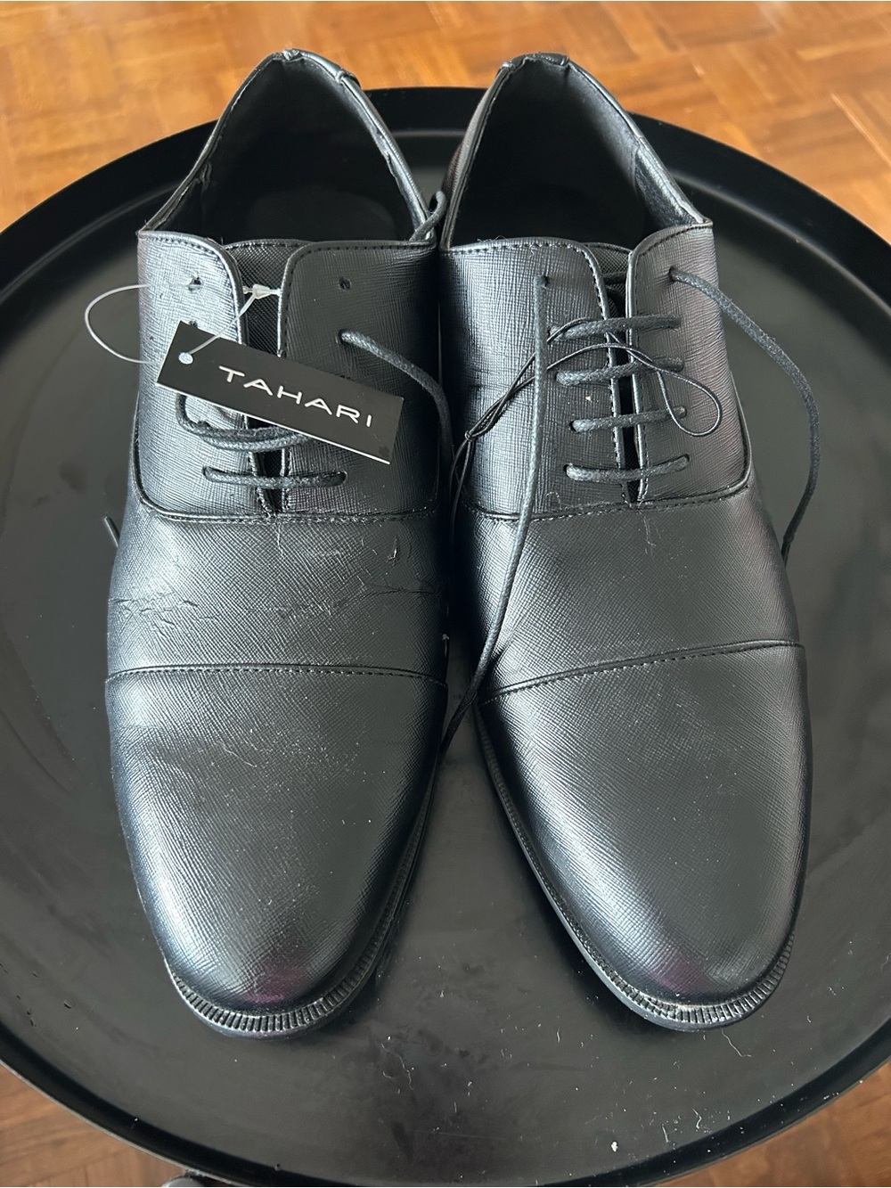 Tahari Men's Black Lace-Up Oxford Dress Shoes
